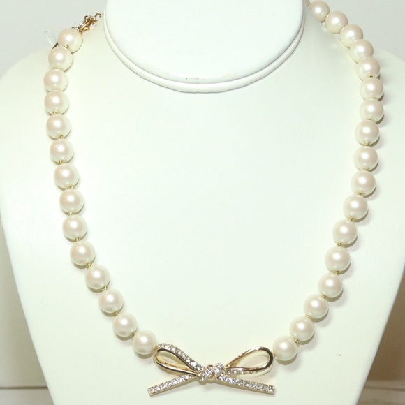 kate spade Jewelry - Kate Spade Faux Pearl Bow Ribbon Necklace